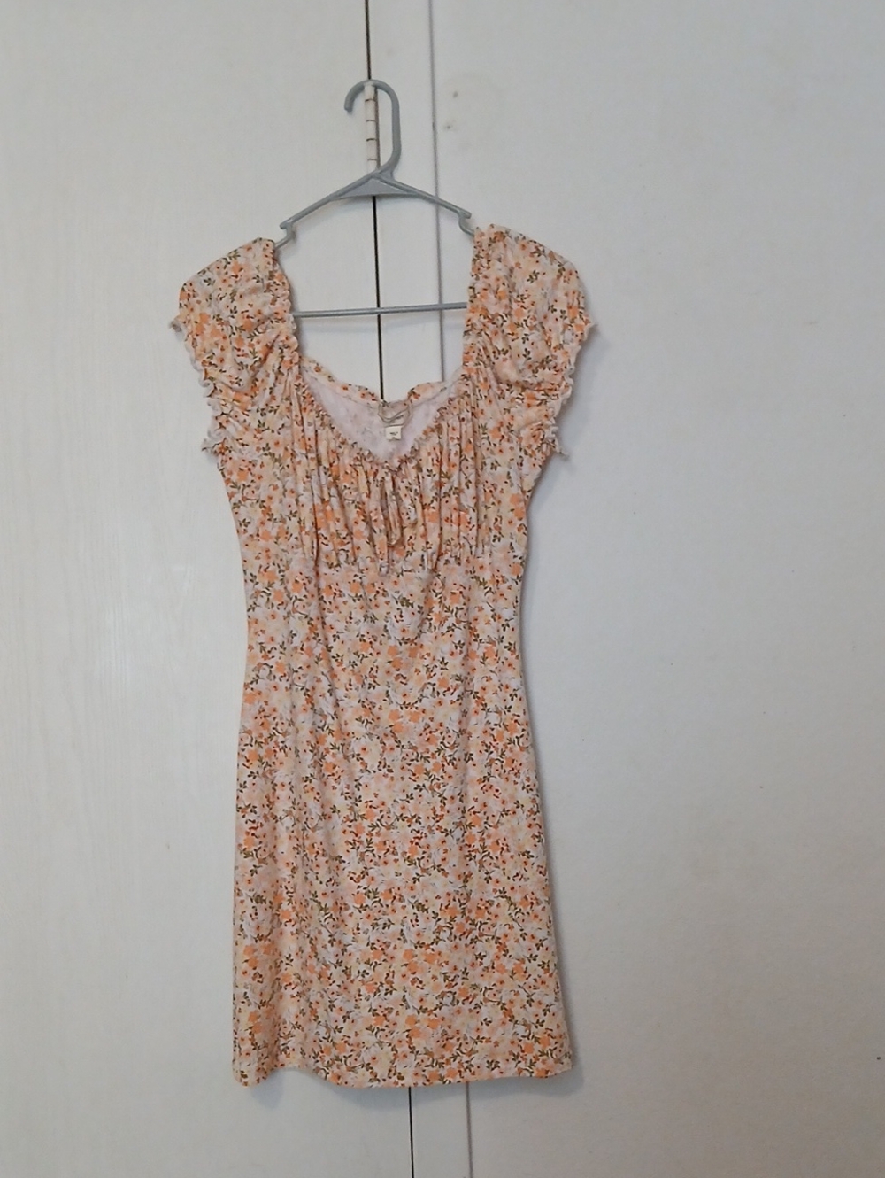 Floral Peach Short Sleeve Junior's Mini Dress